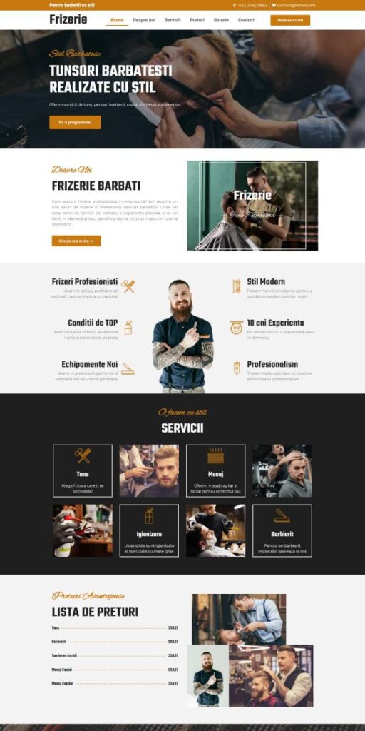 Web Design pentru Saloane si Barber Shop-uri 1 Site Web WordPress - Salon Barber Shop