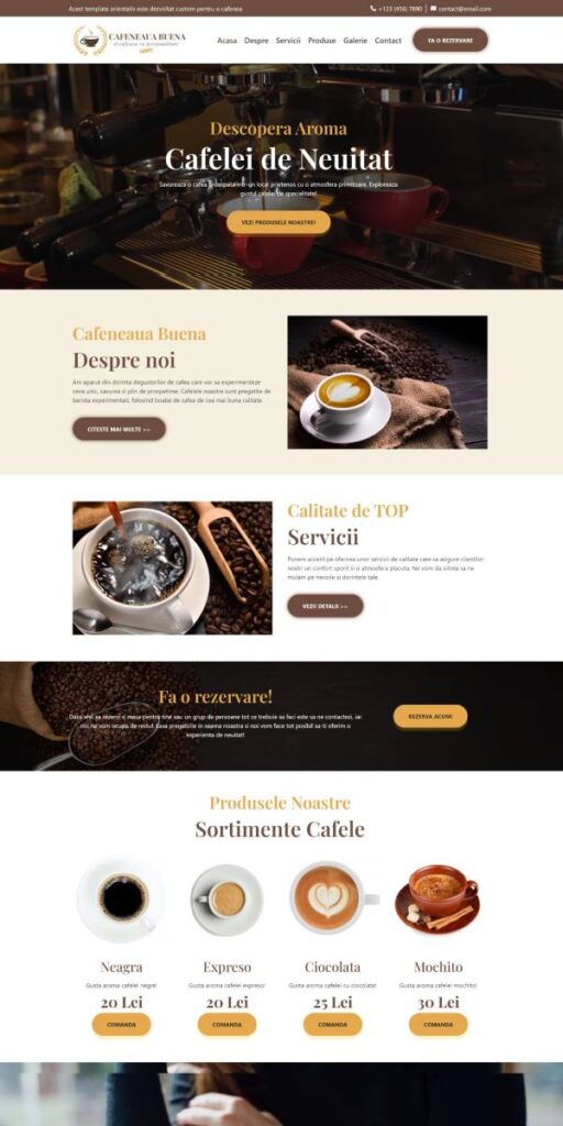 Web Design pentru Cafenele si Restaurante Online 1 Site Web WordPress - Cafenea
