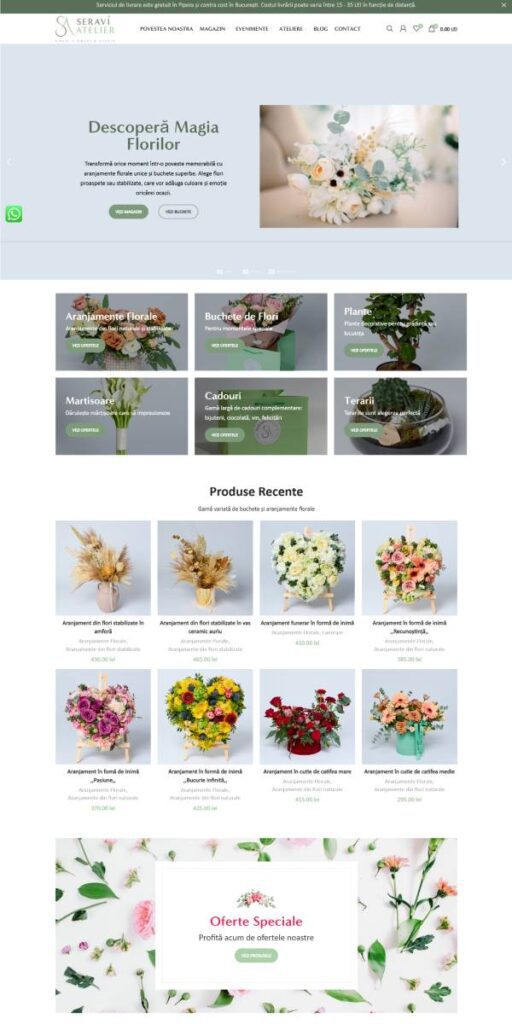 Web Design pentru Florarii Online 1 macheta seravi atelier 600x1200 1