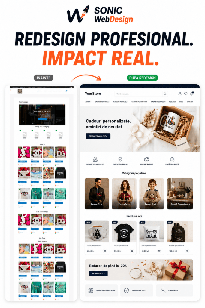 Refacere Site Existent 1 before after redesign web