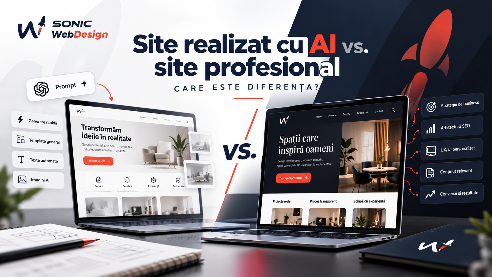 Site realizat cu AI vs. site profesional: care este diferența?